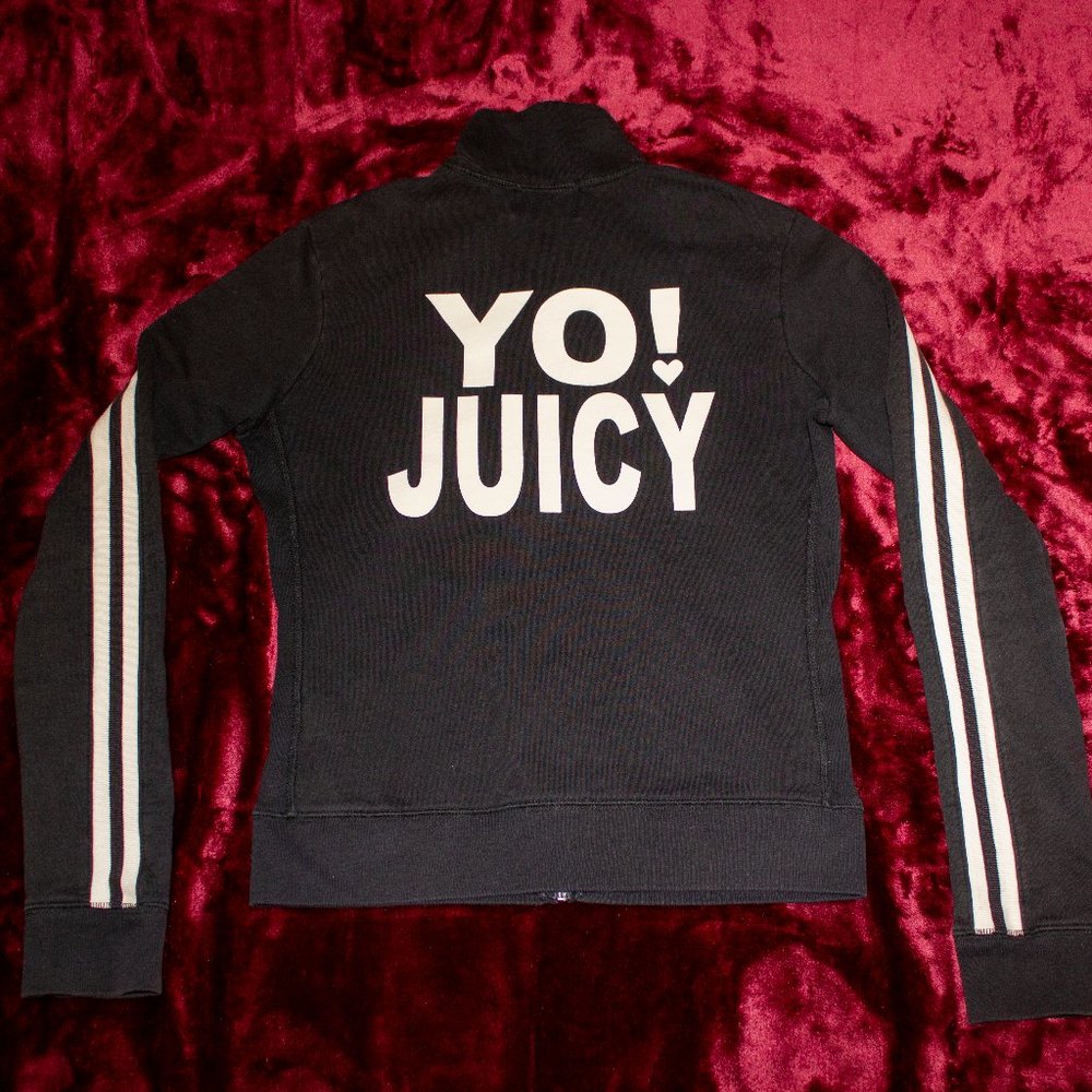 Vintage "Yo! Juicy" Mock Neck Racer Stripes Zipup - Picture 1 of 5
